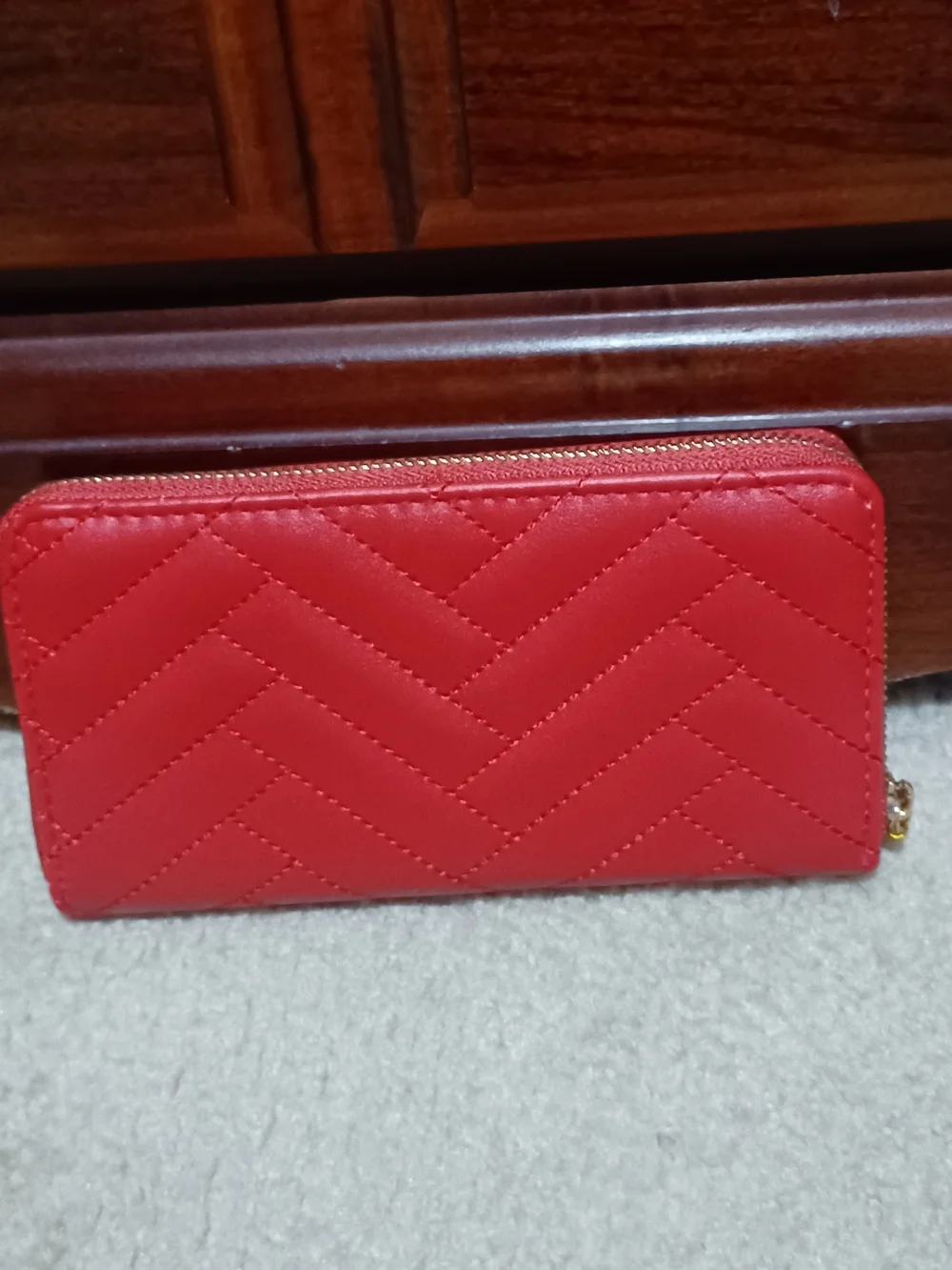 NWT BEBE Quilted Red 'Sophia' Zip Wallet w/ Wristlet